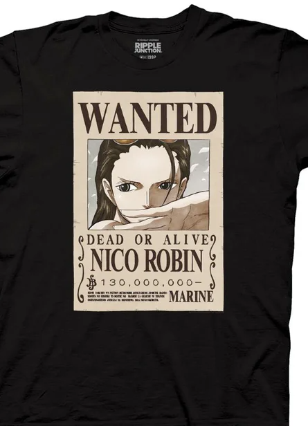 One Piece WANTED Dead Or Alive Nico Robin Poster T-Shirt SMALL