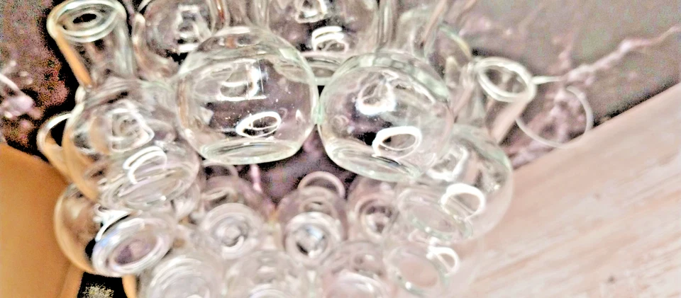 Jarrón de vidrio para estación de propagación de plantas 18 vintage anillo racimo transparente mediados de siglo Foto 3 de 4