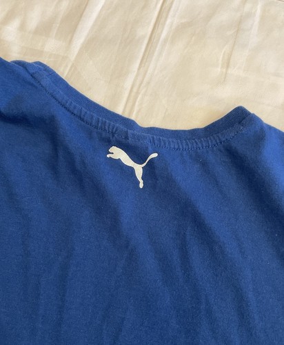 PUMA Activewear T Shirt Youth L (14-16) Royal Blue Casual Word Puma Shape Logo - Picture 5 of 5