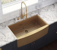 Ruvati 33" Apron-Front Farmhouse Matte Gold Kitchen Sink- RVH9733GG