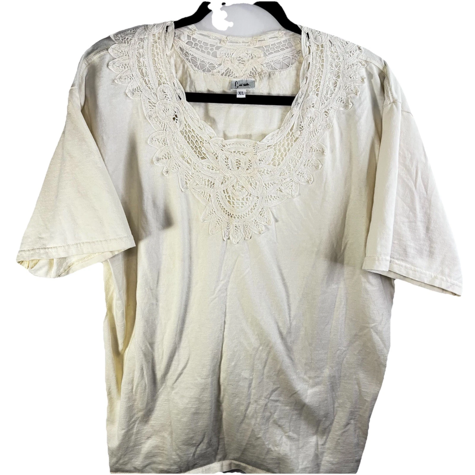 OFF WHITE Vintage Cottage Core Off White pizzo donna taglia XL ispirazione boho estetica