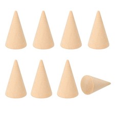Wood Cone Ring Holder, 8 Pcs Finger Jewelry Display Stand, Wood Color 50x29mm