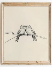 Kizbok Neutral Bird Wall Art Prints, Vintage Birds in Love on a Branch Canvas...