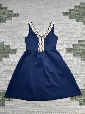 Lilly Pulitzer Dress Womens Small Blue Gold Blouson * | eBay