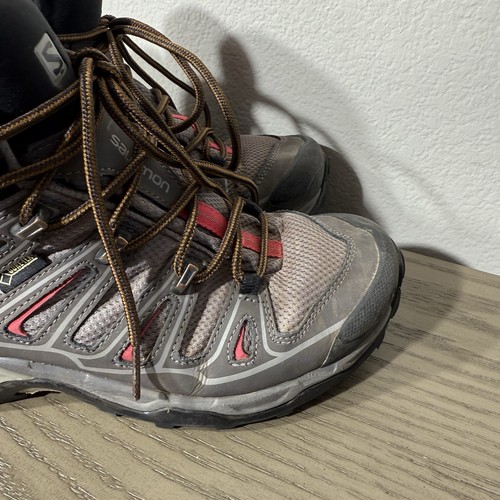 Salomon Womens X Ultra 2 Mid GTX Gore-Tex Gray Pink Hiking Boots 371477 Size 7.5 - Picture 9 of 15
