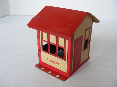Vintage 1950's Gilbert Erector Set Red & Yellow Signal/Tower Building House Shed