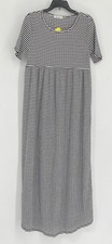 Bombom Black & White Striped Dress Womens M Short Sleeve Swing Made In USA