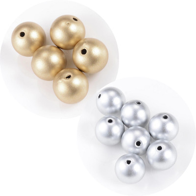 Acrylperlen Matt Gold & Silber 6-20 mm Rund Basteln Schmuck Bastelperlen DIY
