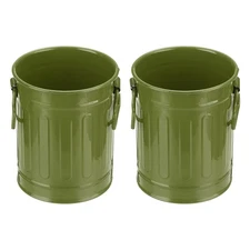 Barrel Pencil Holder, 2 Pack Metal Pen Holder for Desk, Dark Green