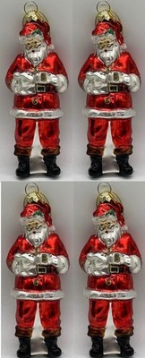 4 Williams Sonoma  Twas the Night Before Christmas SANTA Ornaments Set of FOUR