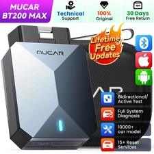 MUCAR BT200 MAX Car OBD2 Scanner All System Diagnostic Scan Tool CANFD 15 Reset