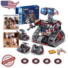 RC Robot Car Toy 631 Pcs STEM Coding Build 4 Models Rechargeable Battery