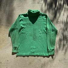 Vintage 70s US Navy Flight Deck Jersey Crewmans LARGE Work Worn Green With Name