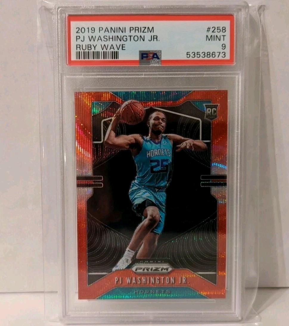 2019-20 Panini Prizm PJ Washington 258 Ruby Wave Prizm Rookie PSA 9 RC