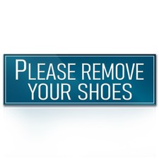 9x3" Please Remove Your Shoes Sign Self-adhesive Shoes Off Sign Blue