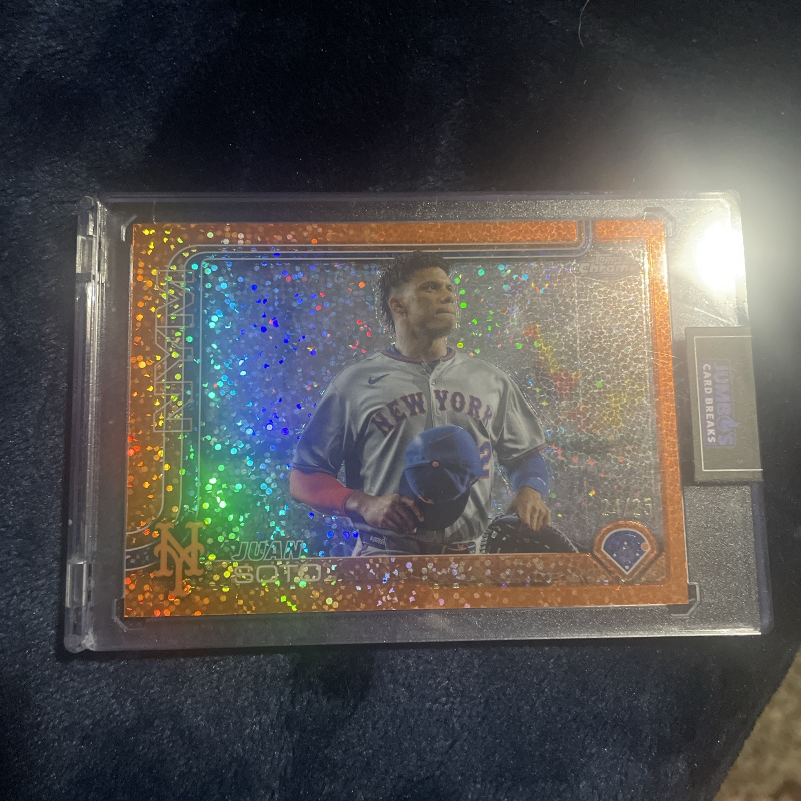 2025 Topps Chrome #200 Juan Soto Variation Orange Speckle /25 SSP METS