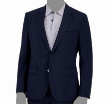 Hugo Boss Men's Blue Wool Solid Two-Button Modern Karl Jacket Suit Size 42S.