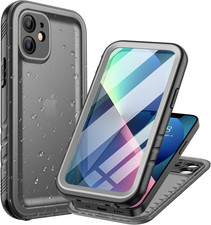 for Iphone 12 Mini Waterproof Case Full Body Heavy Duty Black