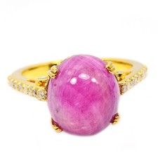 925 STERLING SILVER PINK RED RUBY 12X10 MM. OVAL CABOCHON CUT RING SIZE 6.5