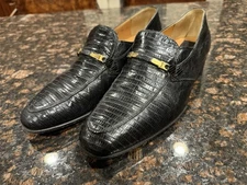 Mauri Men’s Black Lizard Loafers Shoes Size 10