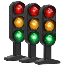 Toyvian 3Pcs Traffic Light Stoplight Model, 20X8Cm Signs Mini Pretend Play Lamp