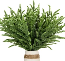 30 Pcs Christmas Real Touch Norfolk Stems 15inch Artificial Pine Branches Faux