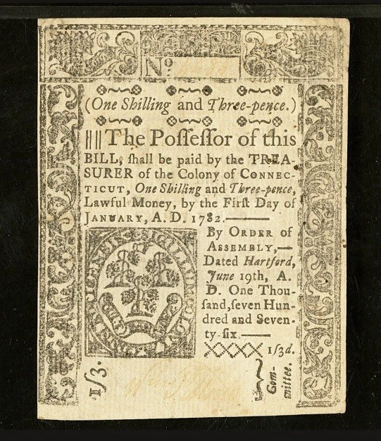1776 Connecticut American Revolution Colonial Currency Bank Note, CT-208, PMG 45 - Image 3 of 4