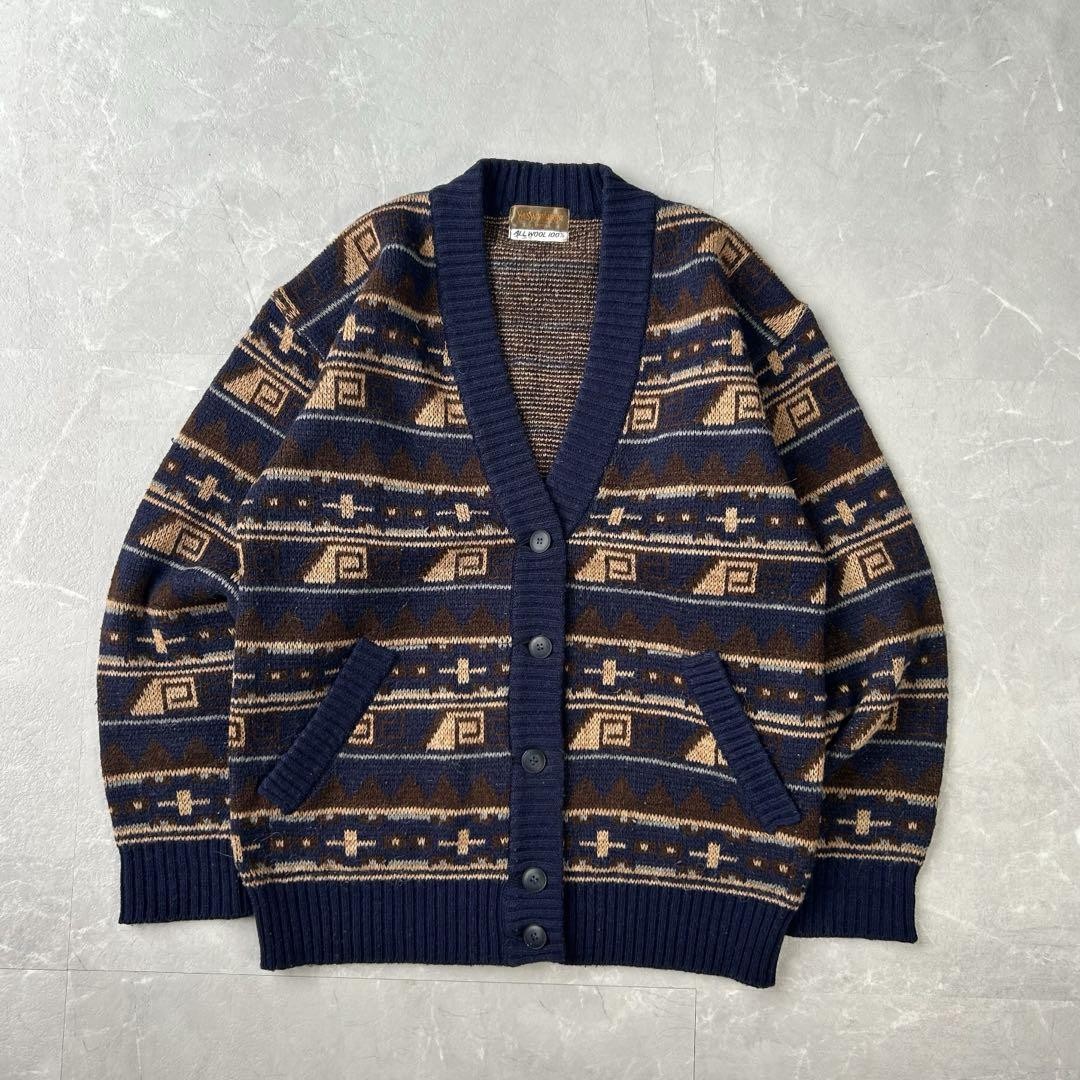 Autentico cardigan Yves Saint Laurent stampa all over lana vintage taglia M donna