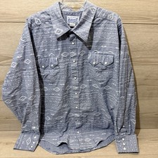 Rockmount Ranch Wear Mens XXL Western Pearl Snap Shirt Blue Southwestern USA 646