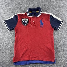 Polo Ralph Lauren Polo Shirt Boys M 10-12? Red Blue Button Classic Fit Big Pony