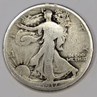 1917 Walking Liberty Half Dollar 90% SILVER Circulated Poor - 01