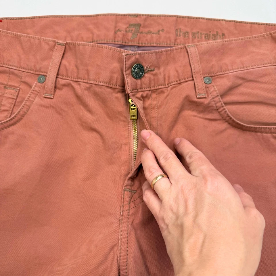 Pantalones chinos 7 For All Mankind para hombre talla 36x33 rectos coral óxido algodón Foto 3 de 4