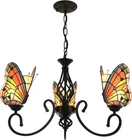 Vintage Tiffany Butterfly Chandelier Stained Glass Hanging Light for Bedroom
