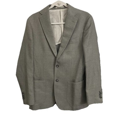 SuitSupply Blazer 46 Gray Wool Silk Linen Cashmere Havana Patch E. Thomas Coat