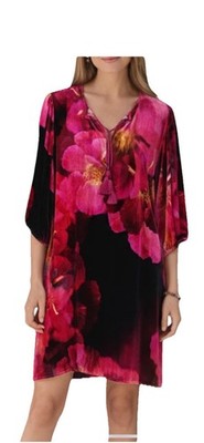 JOHNNY WAS Women Bloom Vesna Ruby Velvet Silk-Blend Shift Tunic Dress XL