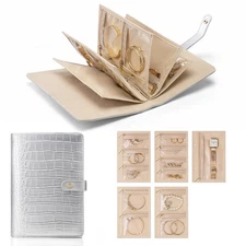 Vlando Travel Jewelry Organizer Case ,  Storage Book , Gifts for Women--Silver