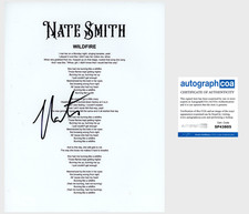 NATE SMITH SIGNED WILDFIRE LYRIC SHEET w/PROOF & AUTOGRAPH COA ACOA