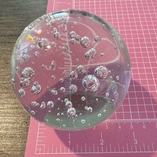 Clear Art Glass Sphere Orb Crystal Ball Paperweight Controlled Bubbles 3  