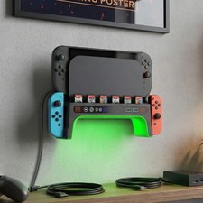 For Nintendo Switch Console Wall Mount Cooling Fan Stand Charger Game Cards Slot