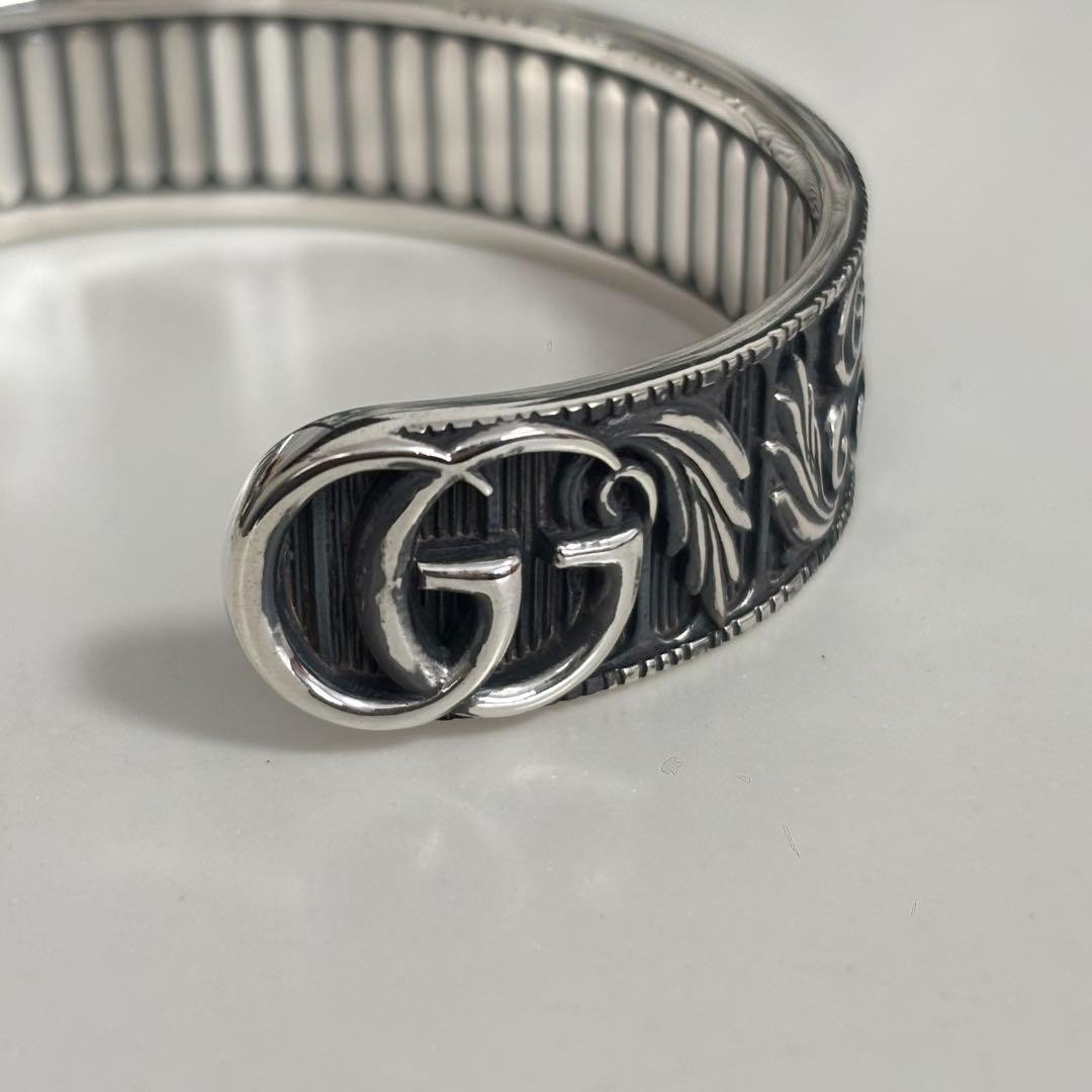 GUCCI Interlocking Marmont Bangle 925 Silver Engr… - image 5