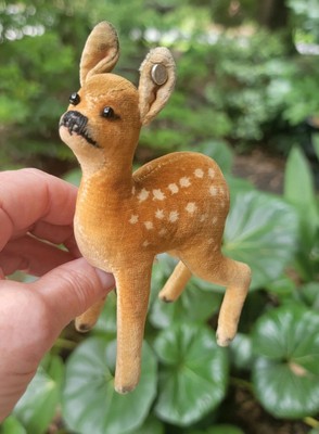 Quality Stuffed Plush Vntg 1949-53 Steiff Deer US Zone Germany Flag -Button ID