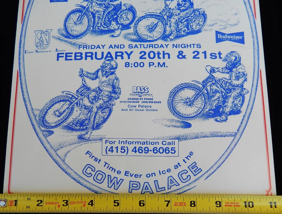 1987 Original Speedway Motorcycle Ice Championship Poster Cow Palace S.F. - Image 4 of 4