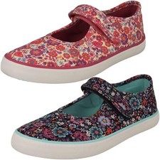 Image of Girls Startrite Floral Detailed Mary Jane Canvas Shoes 'Busy Lizzy'