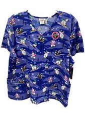 Women  s Scrub Top Christmas Polar Bear Penguin Size 3XL Scrubstar V-Neck