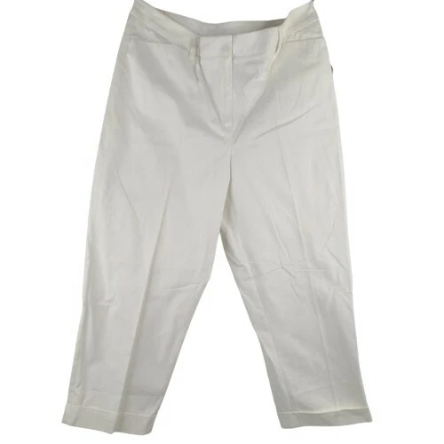 Jones New York 12 Cuffed Capri Pants White Stretch Casual Summer NWT
