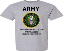 2ND RANGER BATTALION ARMY RANGERS SHIRT W/EMBLEM ARMY OFFICIALLY LICENSED