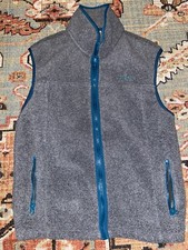 Vintage LL Bean Gray Zip Fleece Vest Script Logo Mens Size Medium USA Made