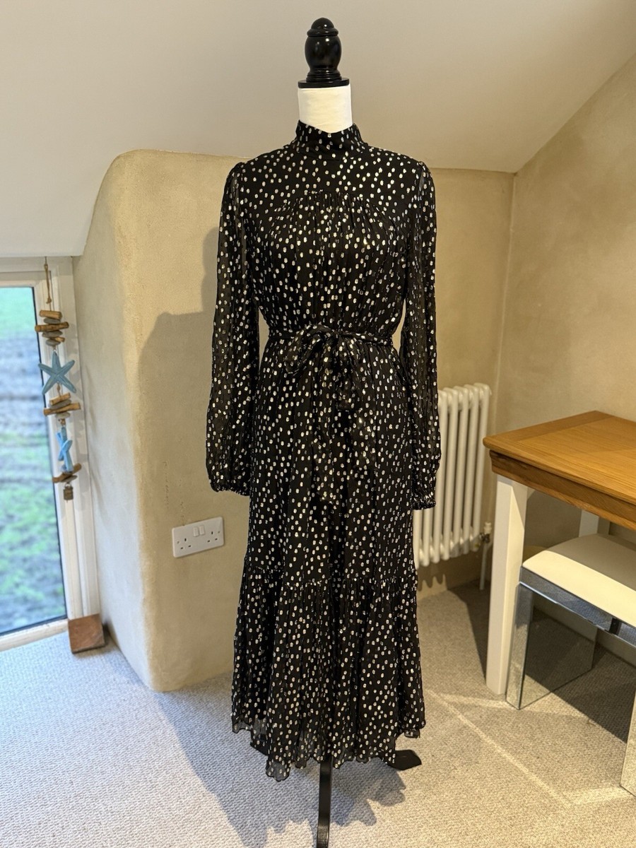Zimmermann Long Sleeve Metallic Dress - Black & Gold | eBay UK