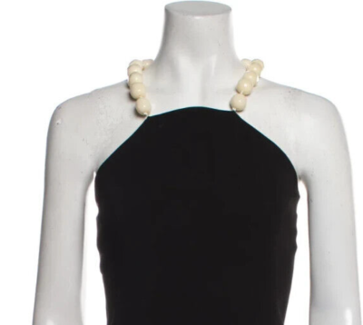 Moschino Italian Pearl Large Bead Necklace Black Halter Dress IT40 US 6 LBD  | eBay