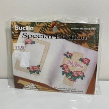 Bucilla Bible Cover Wild Roses 64703 Special Edition Stamped Cross Stitch READ